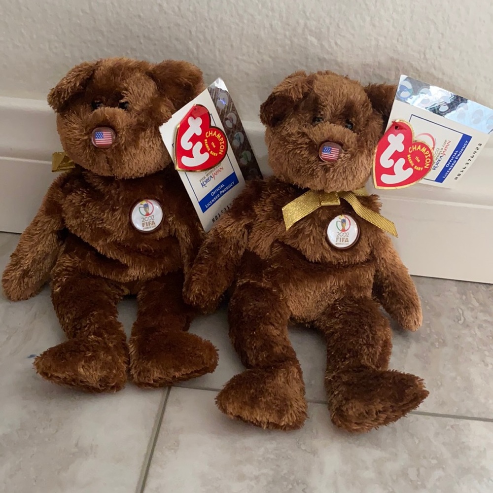 2 2002 World Cup championship beanie babies